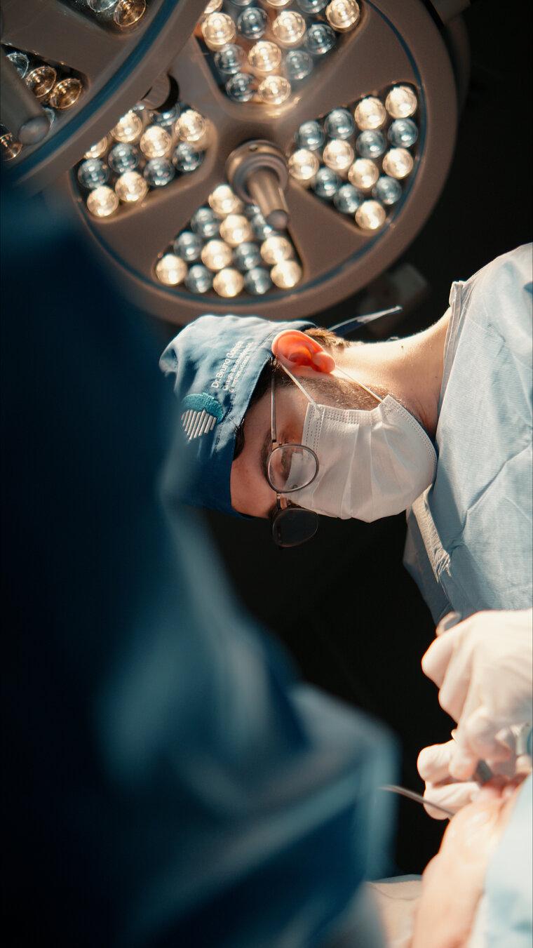 Surgeon focused during a procedure